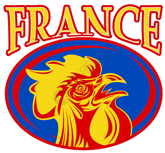 在橄榄球形状的橄榄球里装上一个法国体育吉祥物frenca背景图片