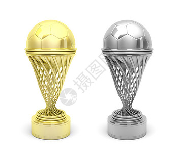 银色和金色足球奖杯背景图片