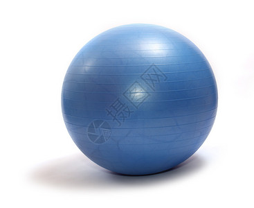 白色背景上的蓝色普拉提球背景图片
