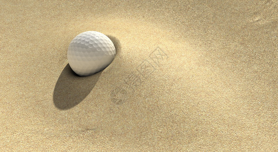 一个高尔夫球深地塞进了沙坑图片