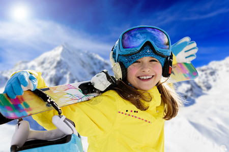 滑雪冬季游乐可爱的滑雪女背景图片
