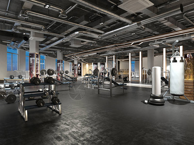 健身房健身中心的3d渲染图片