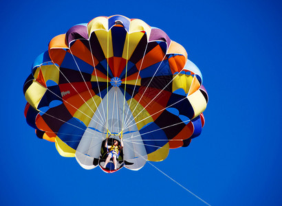 在蓝天上滑翔伞图片