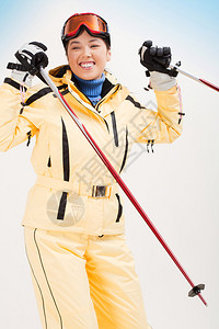 运动型女子滑雪的肖像图片
