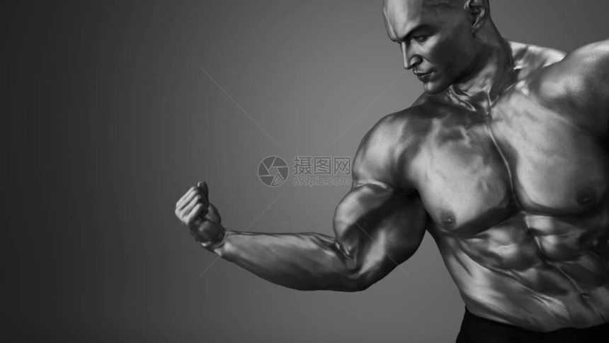 健美的肌肉人这是3D化身插图图片