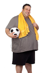 胖子一个足球孤立图片