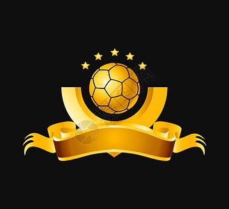特洛亚金黄色的足球或橄榄球标志插画