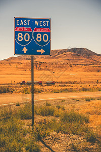 内华达州的美国州际I80号公路州际进口标志和一图片