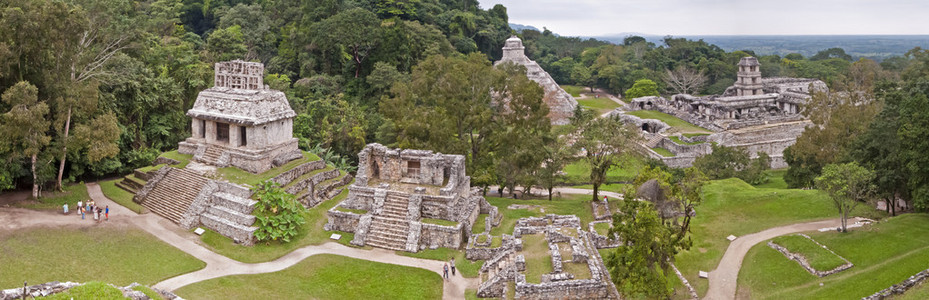 墨西哥帕伦克玛雅遗址全景图片