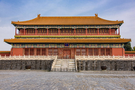 紫禁城北京的宫殿建筑群中背景图片