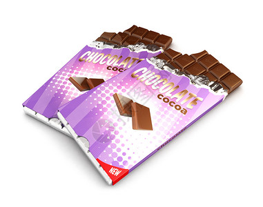 夹心饼干3d巧克力条孤立的白色背设计图片