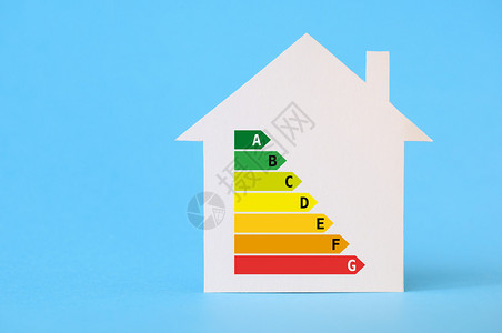 有能源效率图表的纸房子背景图片