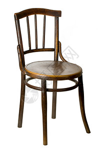 白色背景上的旧木椅背景图片