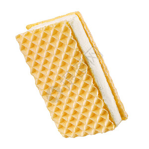 Wafer冰淇淋三明治在白背景与背景图片