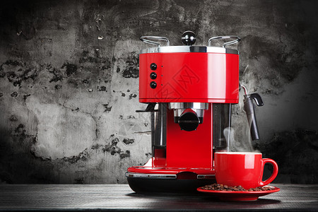 红色复古风格咖啡机图片