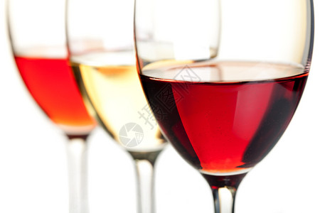 葡萄酒系列玫瑰白葡萄酒和红葡萄酒小自由度在白图片