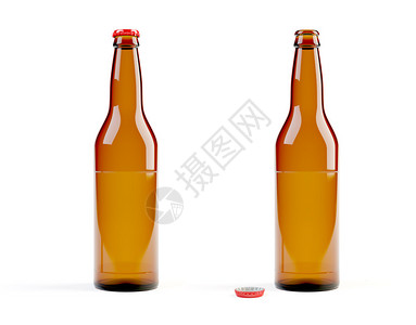 白色背景上的啤酒瓶3d模型图片