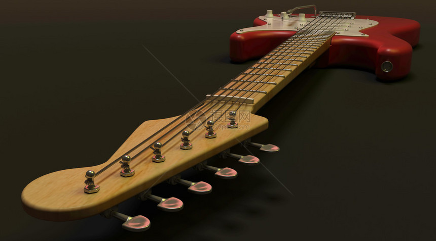 电吉他的3D渲染图片