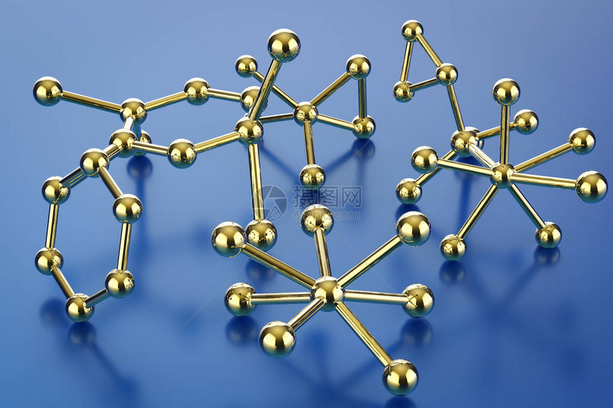 3d使金分子结构在蓝图片