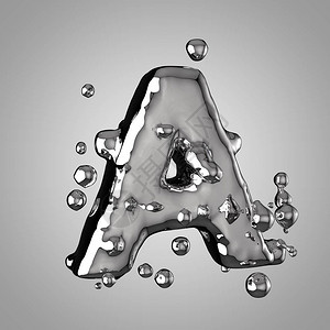 3D汞字母A大写字母A3D将液态金属字背景图片