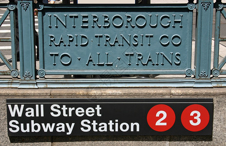 纽约华尔街地铁站的入口图片