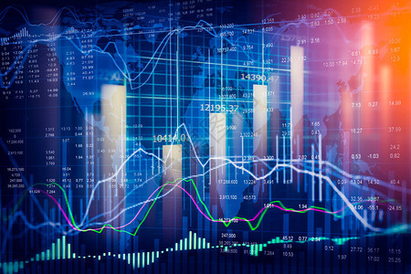 LED的股市指标和财务数据视图双爆财务图表和股票指标图片