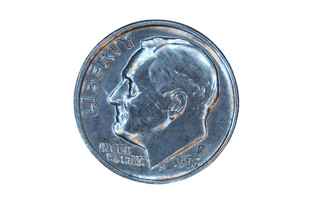 孤立的美国一角硬币前线图片