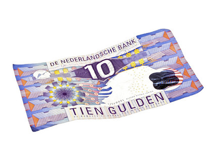 旧荷兰货币白色背景上的十荷兰盾钞票图片