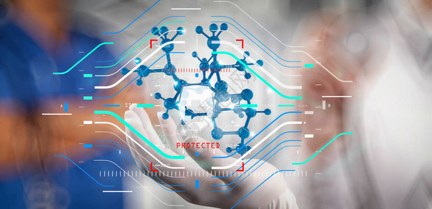 保健医疗保健概念科学家医生手以实验室虚拟分图片