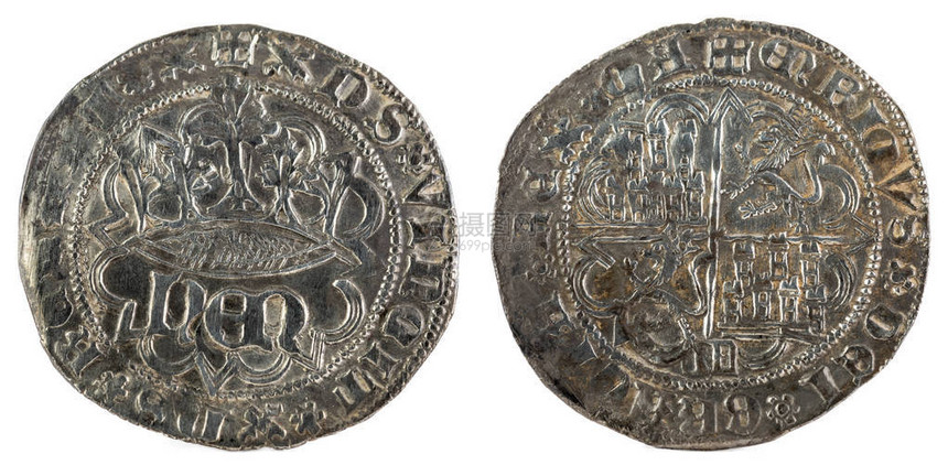 恩里克四世国王的古老中世纪银币西图片