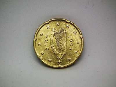 20美分欧元硬币背景图片