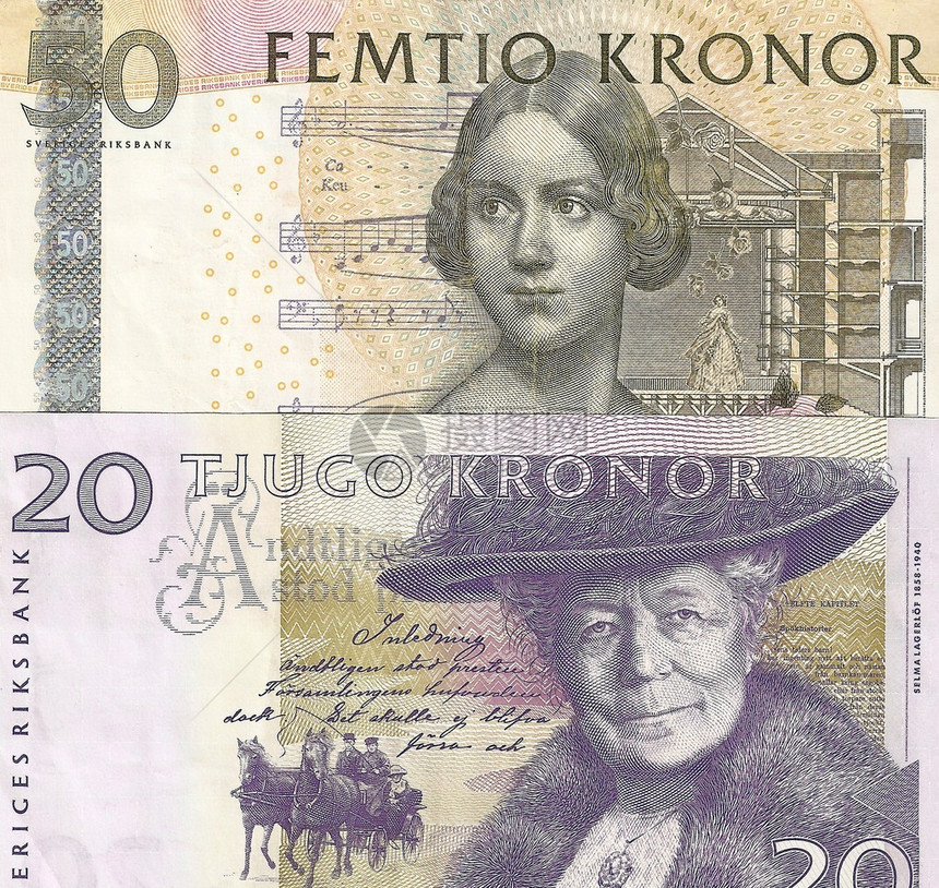 瑞典货币零散20和50瑞图片
