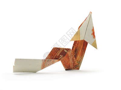 折纸箭头五千卢布纸币背景图片