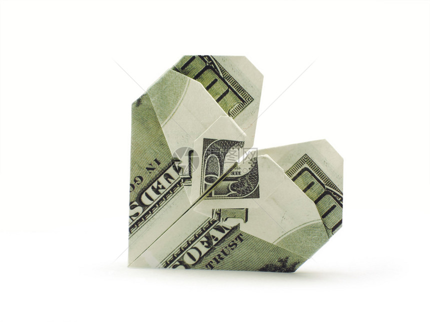 百元钞票的折纸心图片