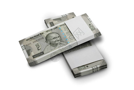 印度货币Rupee500印度卢比白背景图片