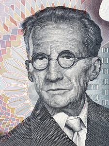 来自奥地利货币的ErwinSchrodinger肖像背景图片