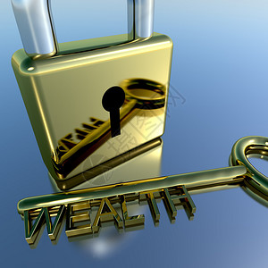 挂锁显示财富储蓄和财富的财富钥匙图片