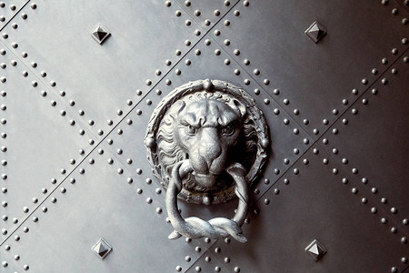 德国累斯顿金属门上有狮子背景图片
