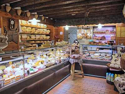 一家卖奶酪香肠和意大利腊肠的商店的内部图片