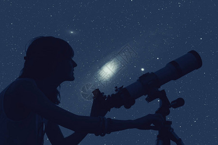 透过望远镜看星时一图片