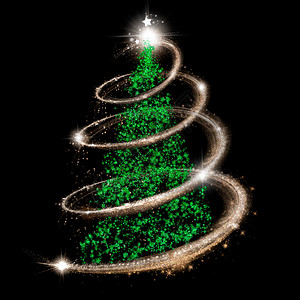 优美的圣诞树绿色和金色图片