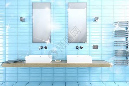 清洁光亮的浴室有镜背景图片