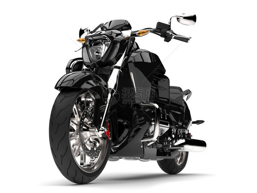 黑色强势现代直升机式摩托车图片