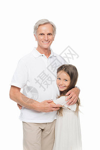 小女孩抱着外祖父的拥抱图片