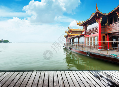杭州西胡传统船西湖图片