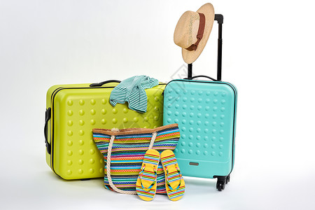 旅行者的衣物和行李箱夏季旅游的客图片