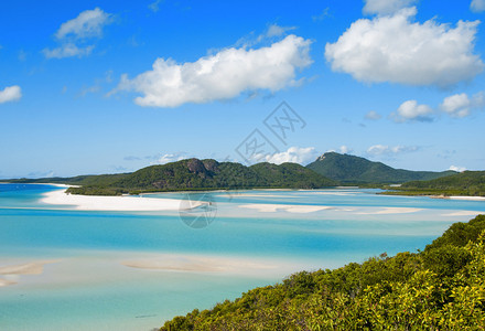 奎兰汀白海滨滩环礁湖位于公园奎恩斯兰澳洲热带背景