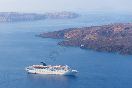 希腊爱琴海圣托里尼岛周围航图片