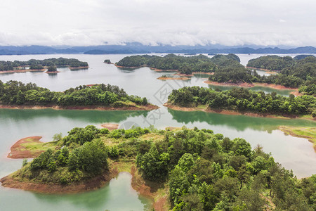 千岛湖鸟瞰图淡水千岛湖鸟瞰图大陆浙江省杭州图片