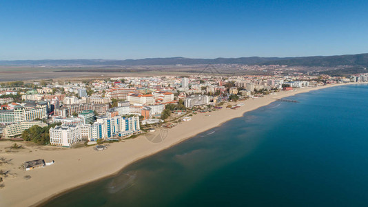 保加利亚阳光海滩和酒店的鸟瞰图图片